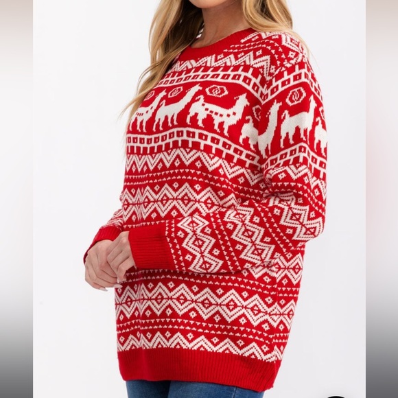 Bibi Holiday Fair Isle Sweater New Red - Picture 3 of 5